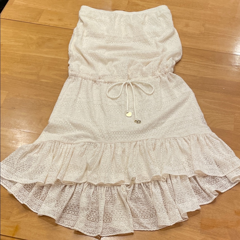 NWT Juicy Couture Cover Up Dress Beach Angel Medium Cream Lace Strapless NEW Y2K